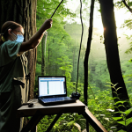 **Image Prompt:** A conservation biologist meticulously collecting data on bat populations in a lush, green Appalachian forest at dawn. Focus on the dedication and precision of scientific fieldwork. Include data loggers, GPS, and a sense of adventure. Natural lighting, realistic.