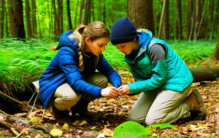 생물다양성 보전 실무 경험 중요성 - **Prompt: "From Textbooks to Trail Dust: Learning by Doing"**
    A vibrant, sun-dappled forest scen...