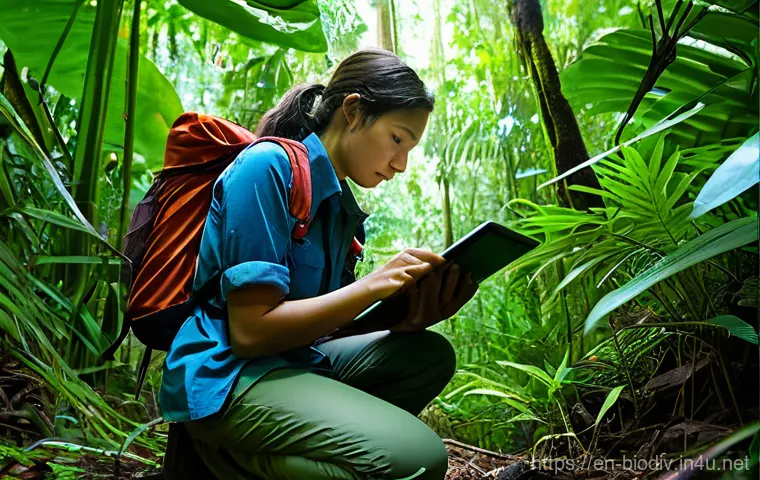 생물다양성 보전 전문가 연봉 상승 - **Prompt:** A dynamic and diverse team of five conservation professionals, representing various spec...