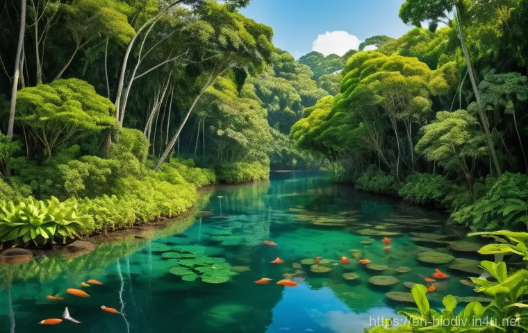 생물다양성 보전 전문가 이론 정리 - **Prompt:** A breathtaking panoramic view of a flourishing, highly biodiverse ecosystem. On one side...