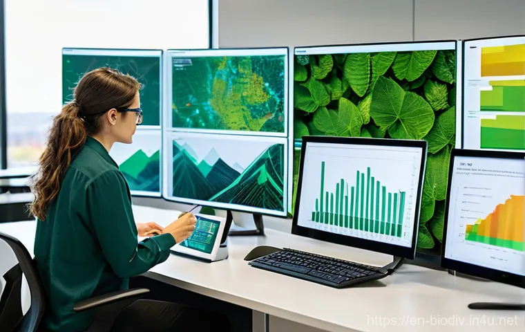 생물다양성 보전 전문가 이직 시 전략 - **Prompt: Environmental Data Scientist Analyzing Biodiversity Trends**
    "A diverse group of young...