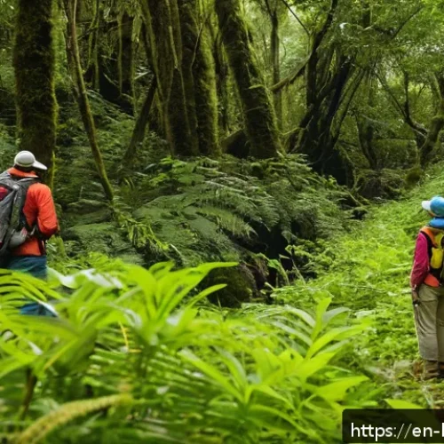 생물다양성 보전 전문가 경력 개발 - A detailed scene of a biodiversity conservation fieldwork setting during daylight, showing a diverse...